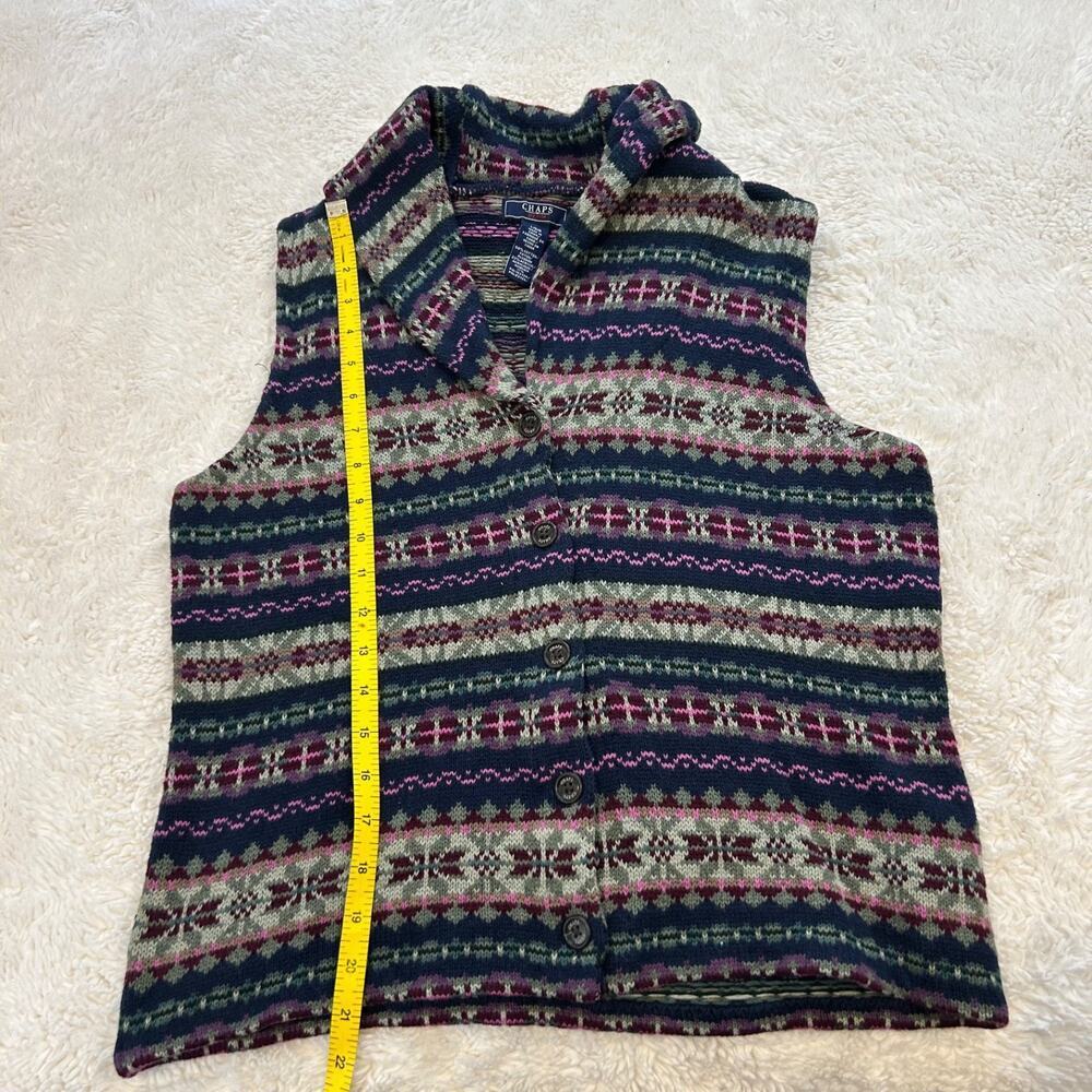 Chaps Womens Knit Sweater Vest Multicolor L Cotton Boho Indie Grunge Gorpcore - Picture 4 of 5